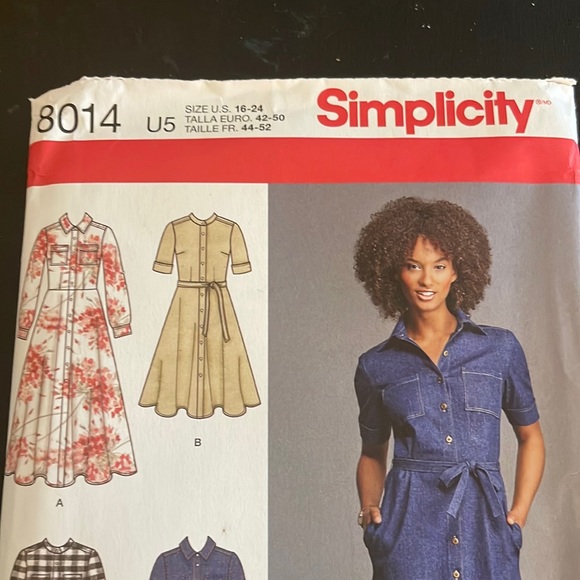Simplicity shirt dresses with length variations. Sizes 16-24 - Picture 2 of 4